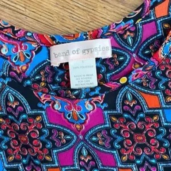 Band of Gypsies Paisley Print 3/4 Sleeves Geometric Pattern Shift Dress Size S - Picture 5 of 9